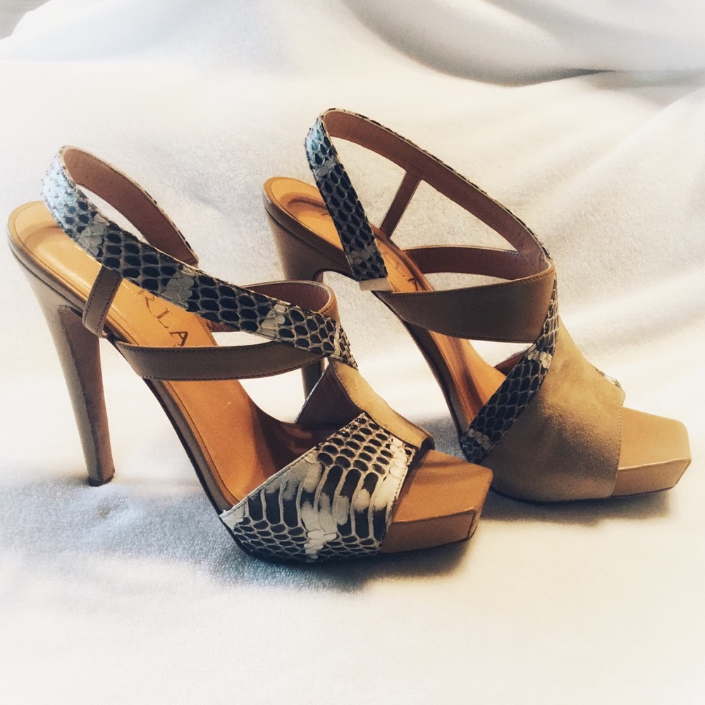 APERLAI SNAKESKIN HEELS SLINGBACK SIZE 39